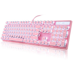 MageGee Retro Punk Backlit USB Gaming Keyboard, Pink